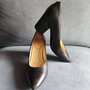 NINE WEST Black Leather "Ani" Block Heel Office Pump w/ 9x9 Technology. Size 9M.
